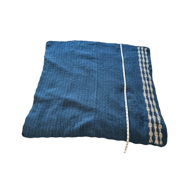 Blue tan stripes handmade crochet blanket 40x42" - Picture 2 of 6